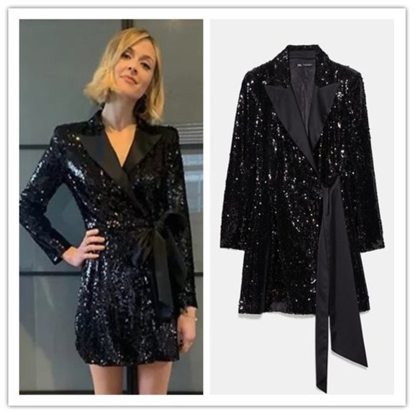 Zara Dresses Zara Black Sequin Blazer Dress Poshmark